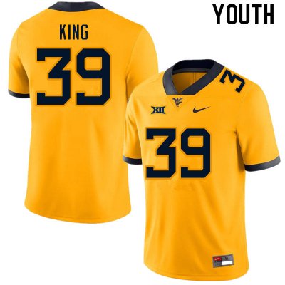 Youth West Virginia Mountaineers NCAA #39 Danny King Gold Authentic Nike Stitched College Football Jersey XG15V76UZ